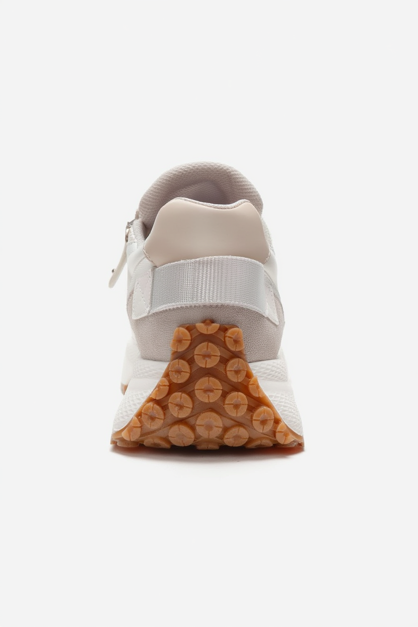 ROCCA - White Zip-Detail Genuine Leather Sneaker (Women)