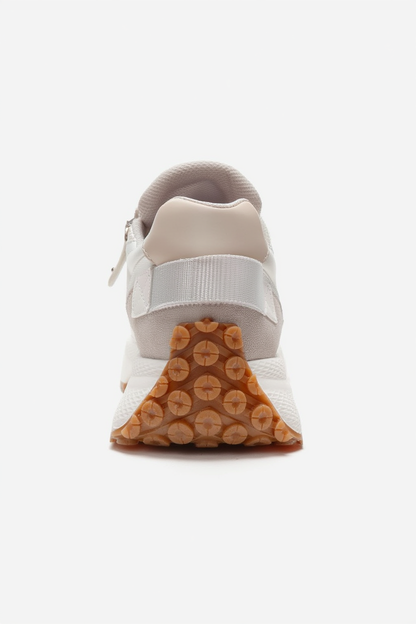 ROCCA - White Zip-Detail Genuine Leather Sneaker (Women)