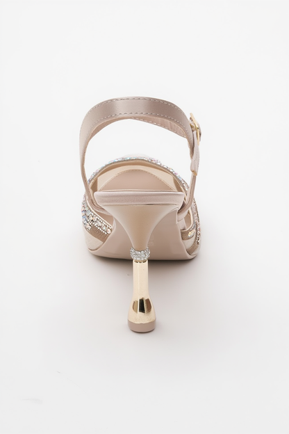 Volby - Zapatos de tacón en punta adornados color beige (mujer)