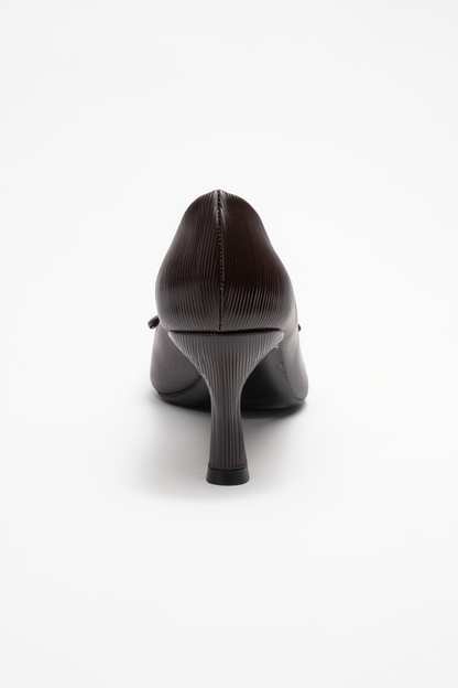 Astra - Zapatilla de tacón de punta con hebilla marrón (mujer)