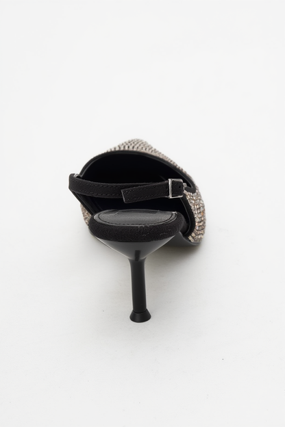Novs - Zapato de noche tipo stiletto negro adornado (mujer)