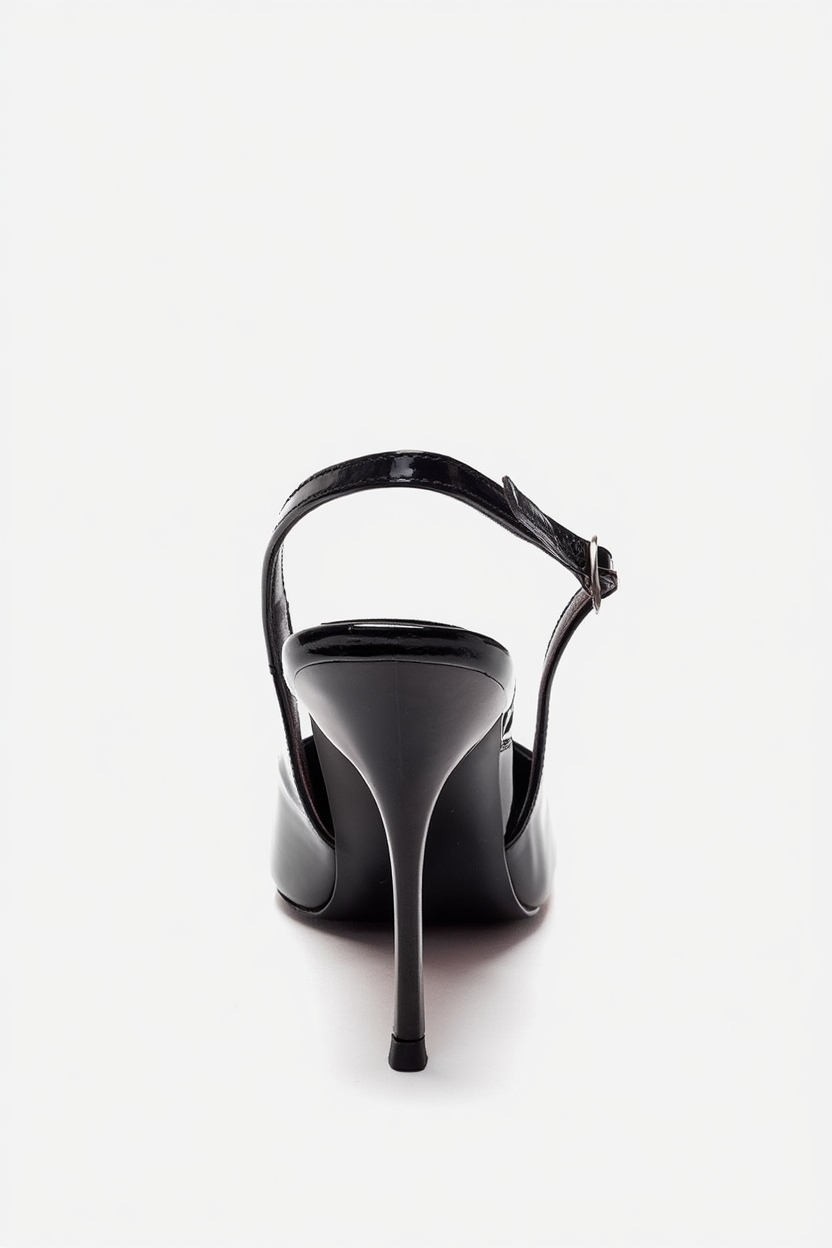 CANDY - Black Pointed Toe Slingback Stiletto Pump (Women)