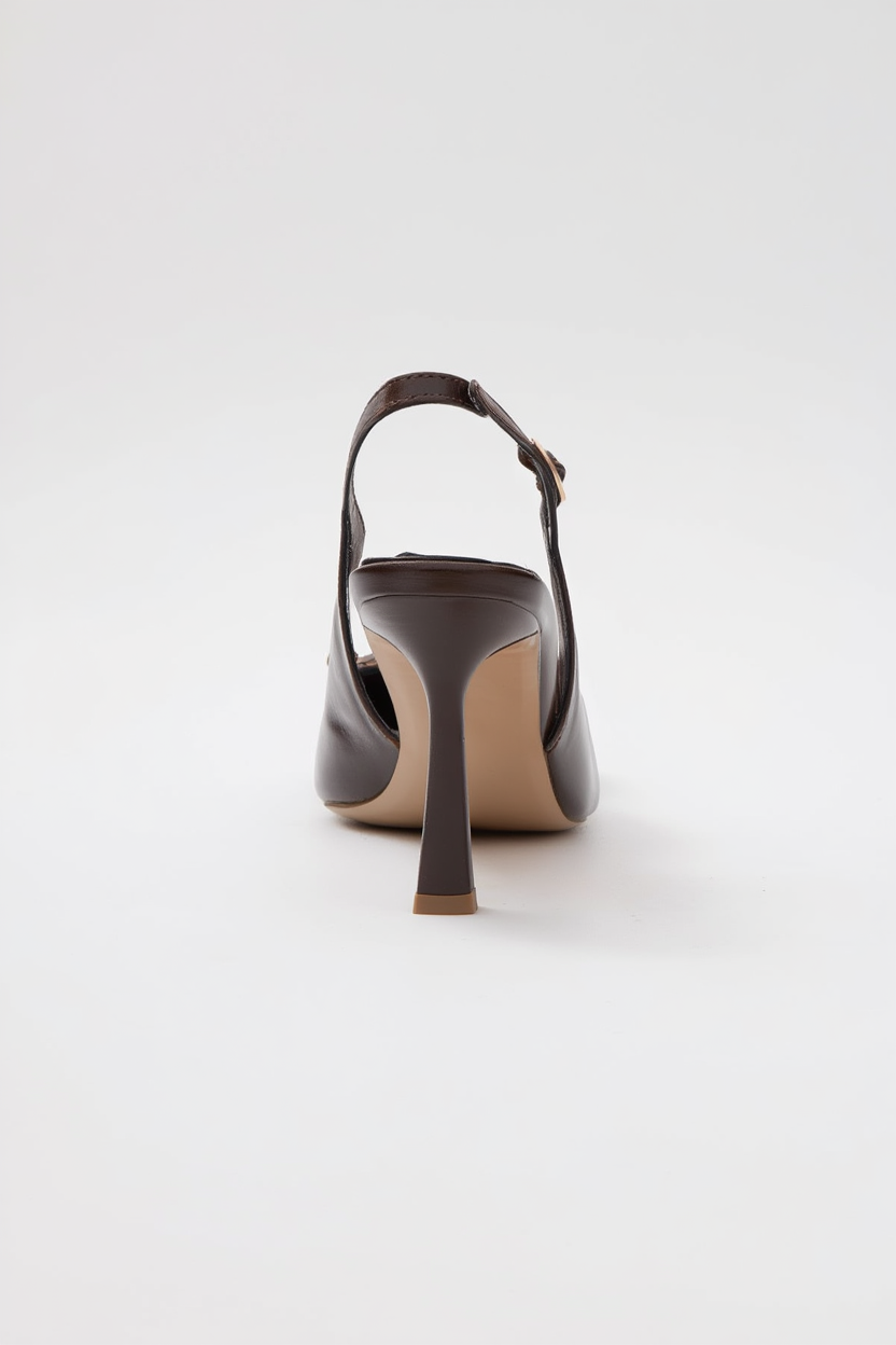 Spera - Zapatos de tacón con puntera en punta y hebilla con estampado marrón (mujer)