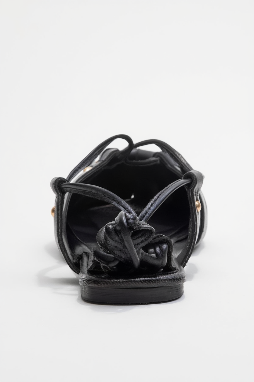 Daria - Sandalia de Tacón con Cordones en Cuero Negro (Mujer)
