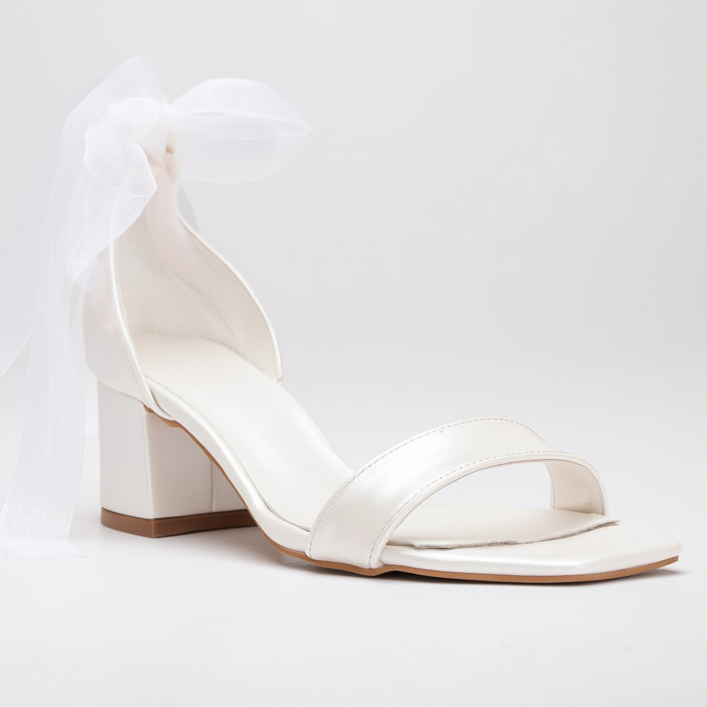 Athena - Tacones de bloque de marfil con cinta