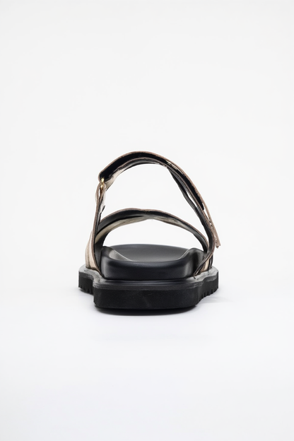 Sandalia Loana Gold Leather Slide (Mujer)