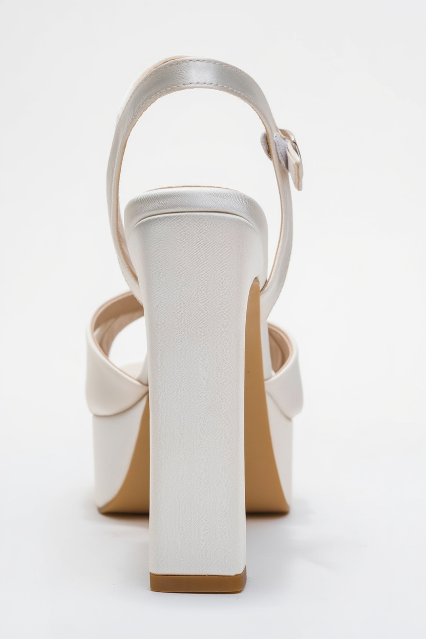 Yulia - Ivory Satin Cross-Strap Platform Heel Shoe (Women)