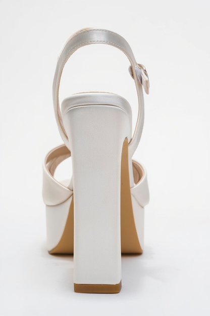 Yulia - Ivory Satin Cross-Strap Platform Heel Shoe (Women)