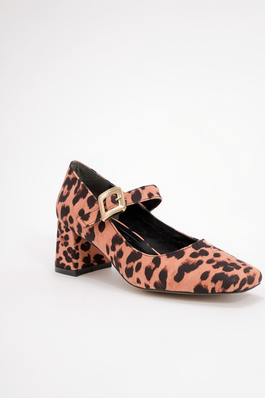 Dolva - Zapatos de tacón grueso Mary Jane con estampado de leopardo (Mujer)