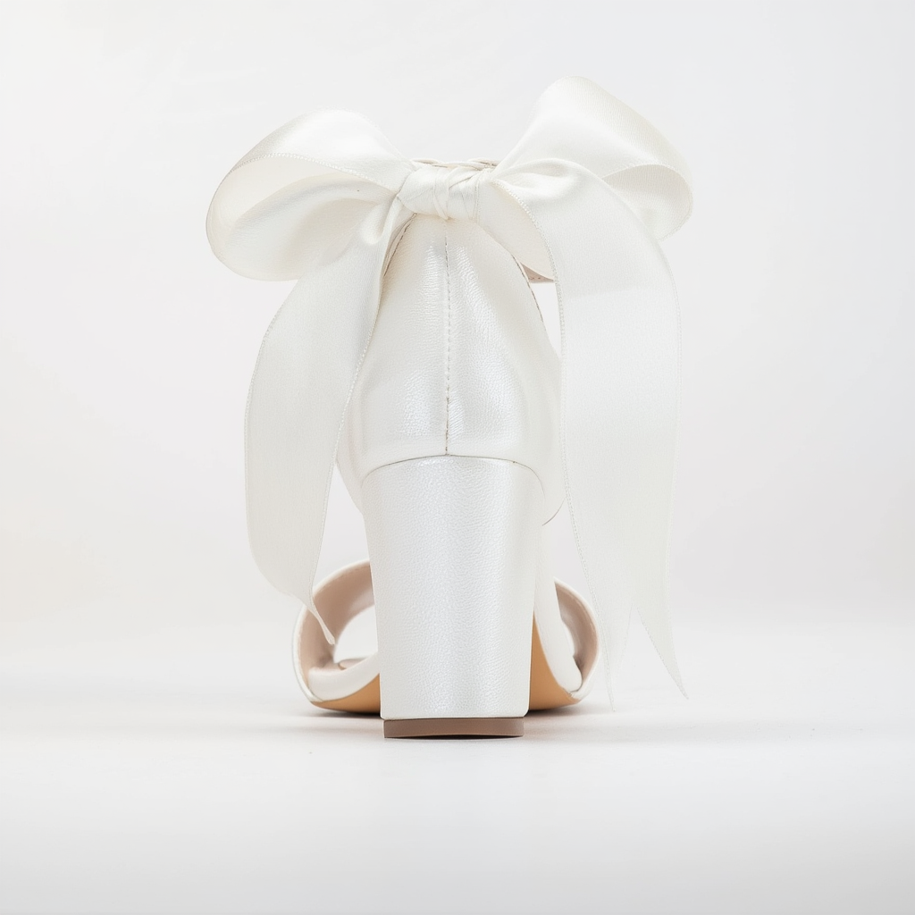 Noelle - Sandalias de boda color marfil con cinta