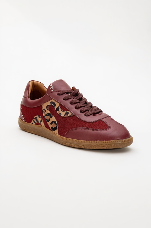 Perry - Zapatillas de cuero color borgoña (mujer)