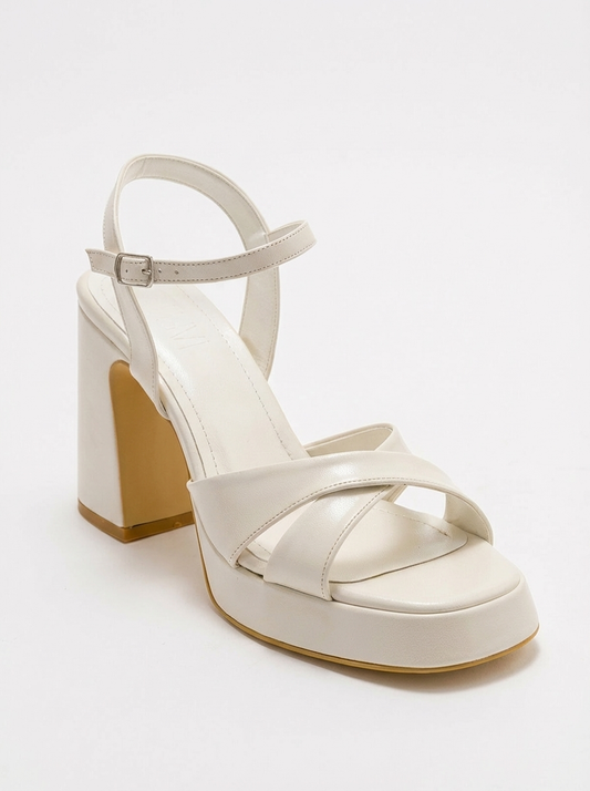 Yvonne - Sandalias de plataforma color marfil