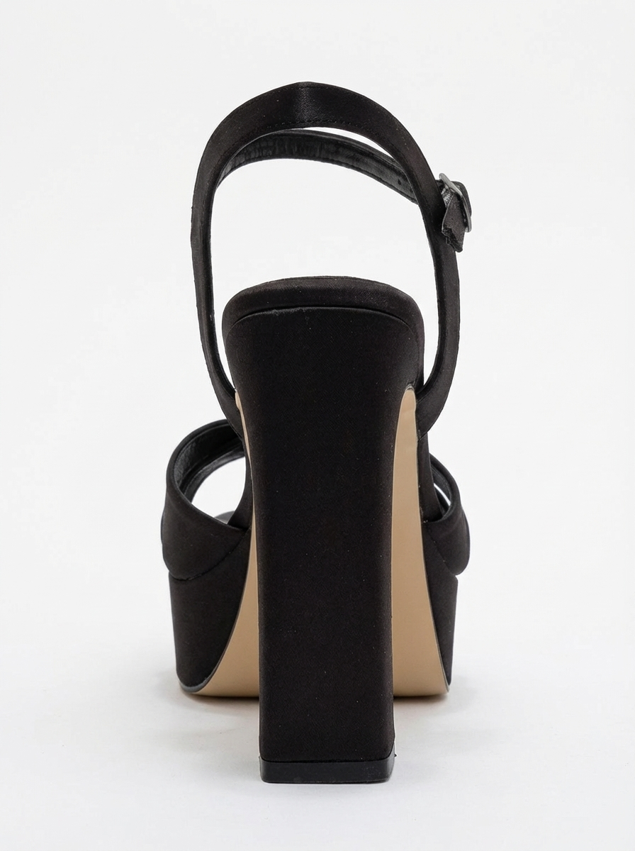 Yulia - Black Satin Cross-Strap Platform Heel (Women)