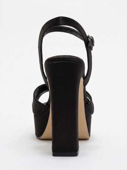 Yulia - Black Satin Cross-Strap Platform Heel (Women)
