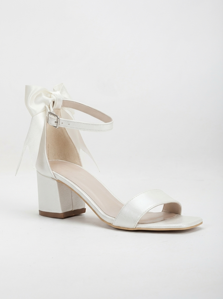 Rochelle - Sandalias de novia color marfil con lazo