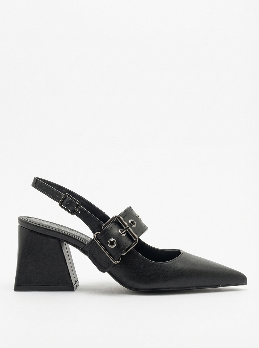 Nepido - Zapatos de tacón de bloque con punta en pico negros (Mujer)