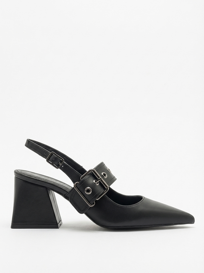Nepido - Zapatos de tacón de bloque con punta en pico negros (Mujer)