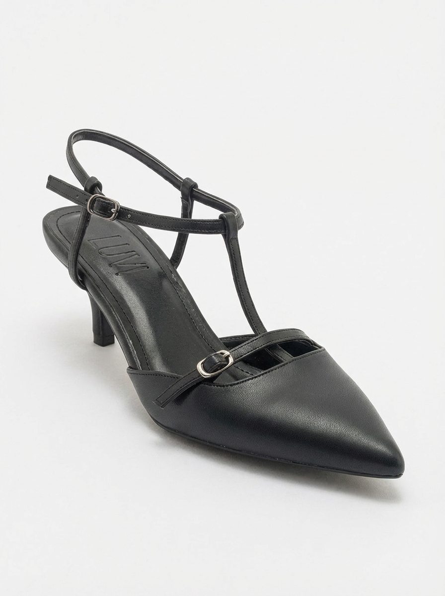 Frans - Zapatos de tacón de punta fina negros (Mujer)