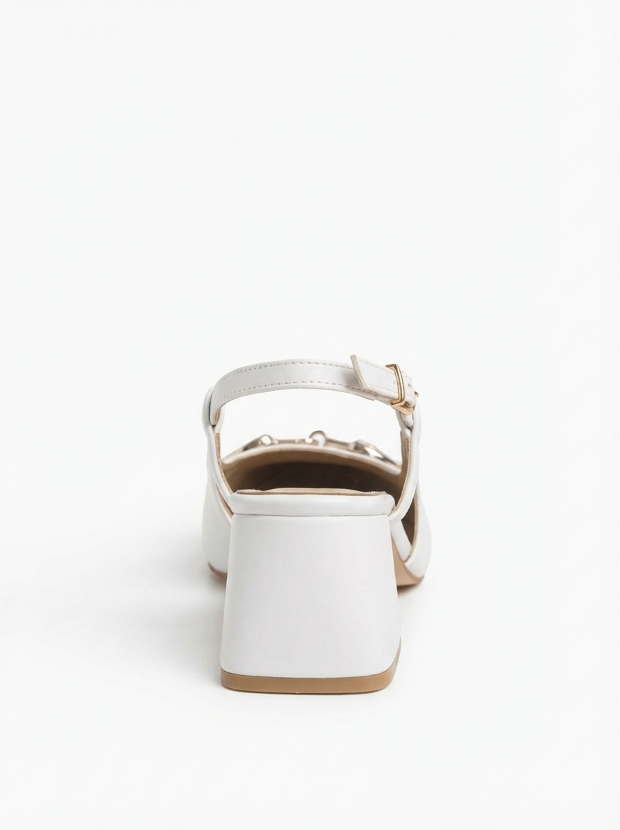 Karol - Zapatos de tacón de bloque blancos (Mujer)