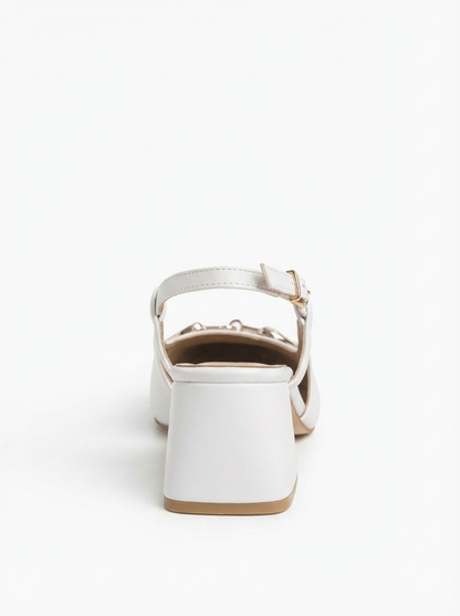 Karol - Zapatos de tacón de bloque blancos (Mujer)