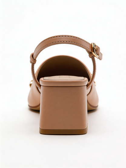 Karol - Zapatos de tacón de bloque beige (Mujer)