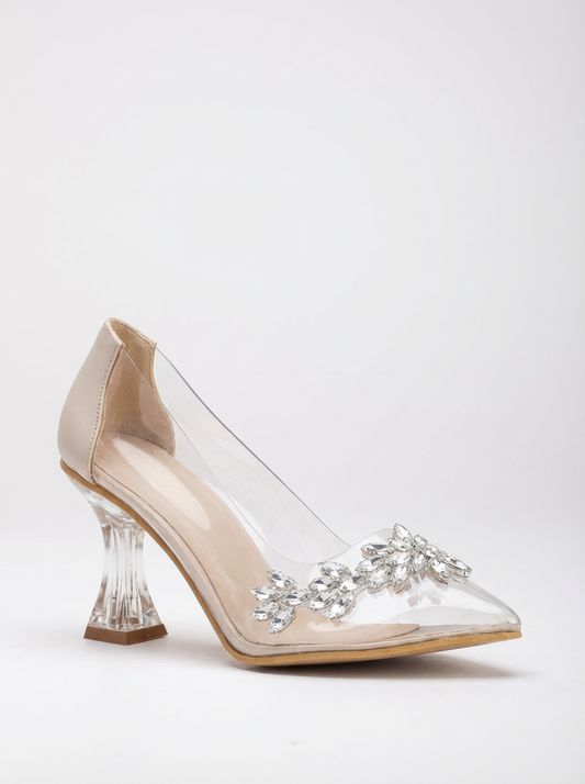 Cinderella - Zapatos de tacón transparentes beige