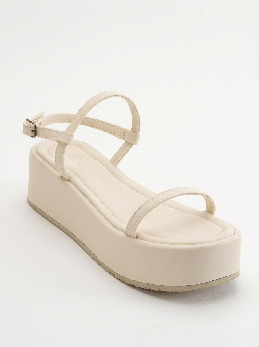 Lina - Ecru Beige Platform Sandal (Women)