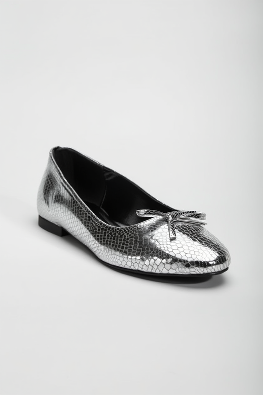 Amy - Silver Ballerina Flats