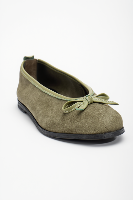 Freya - Khaki Suede Ballerina Flats