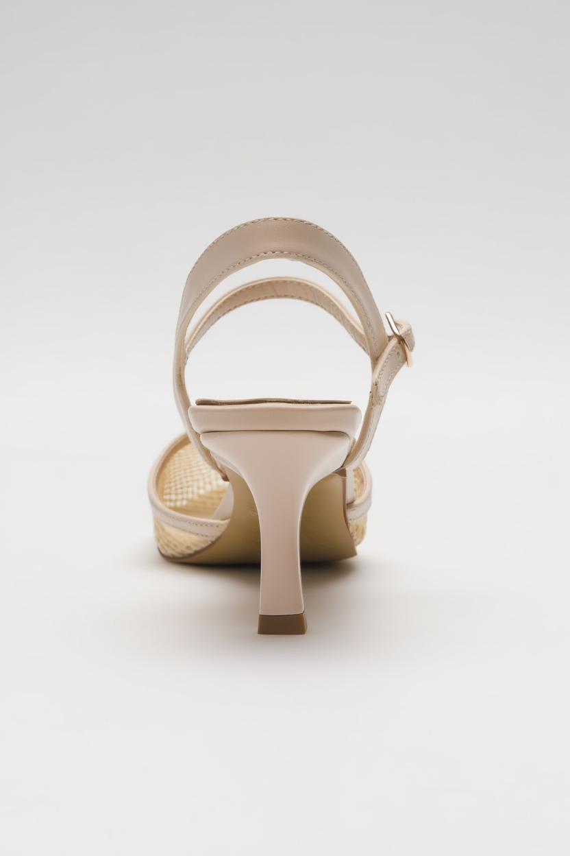Chic - Zapatilla de tacón de malla beige con punta (mujer)