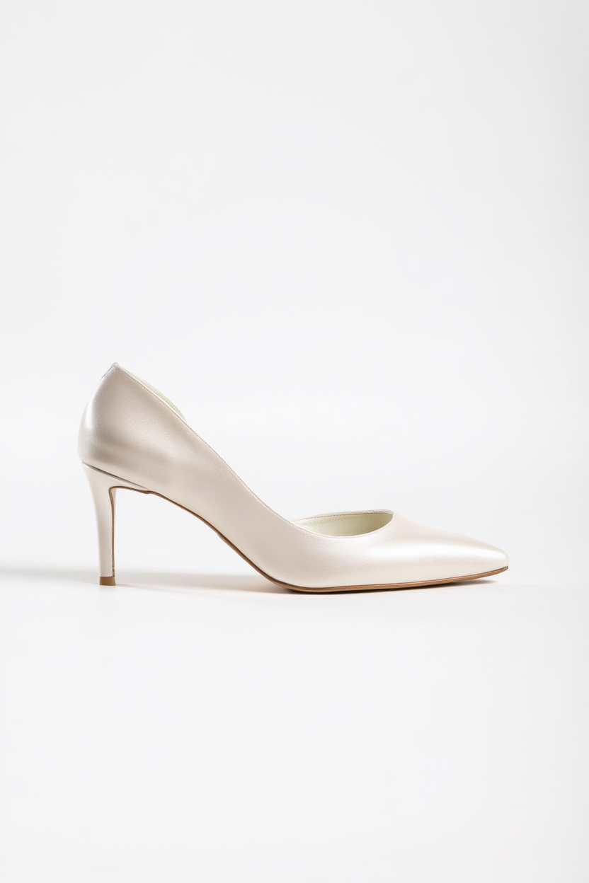 Nikos - Zapatilla de tacón de punta fina nupcial en color marfil
