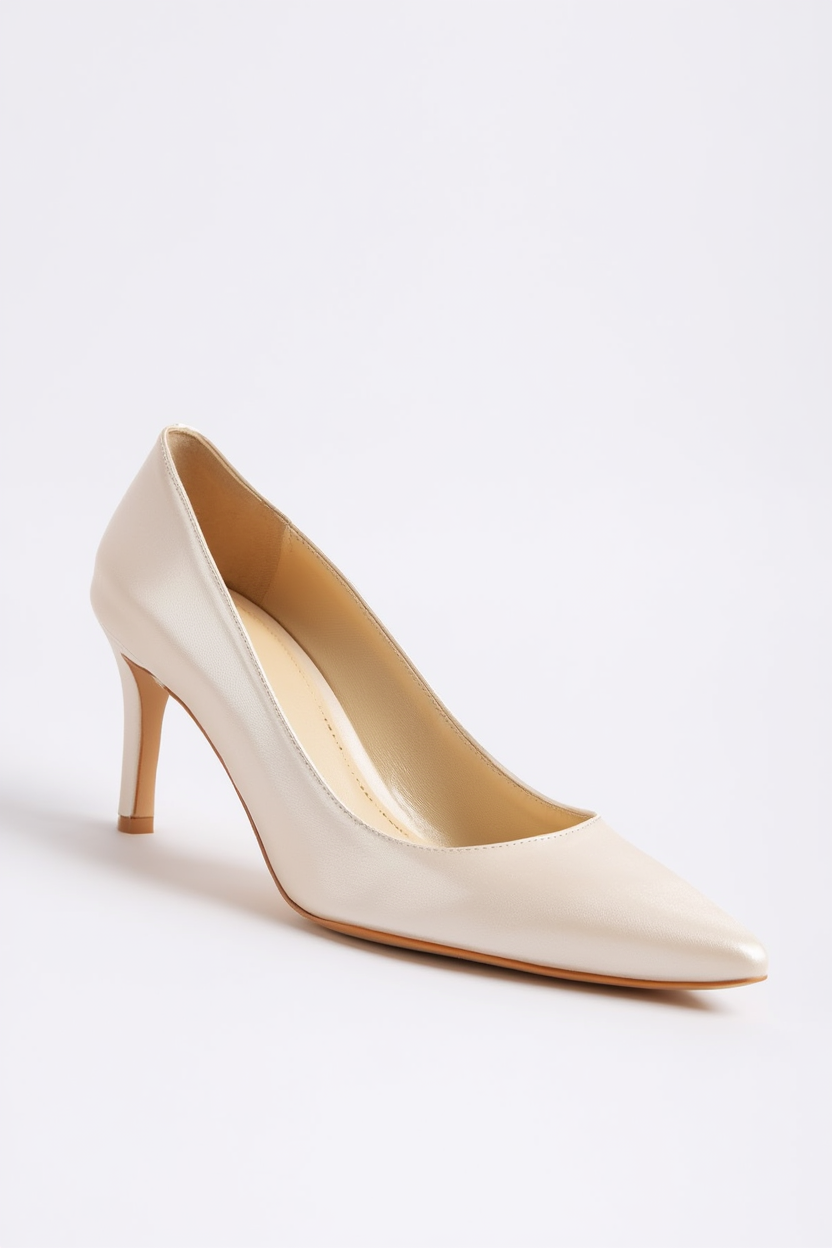 Nikos - Zapatilla de tacón de punta fina nupcial en color marfil