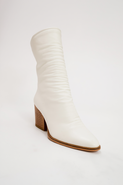 Laval - Bota de tacón en bloque con cremallera trasera blanca (mujer)