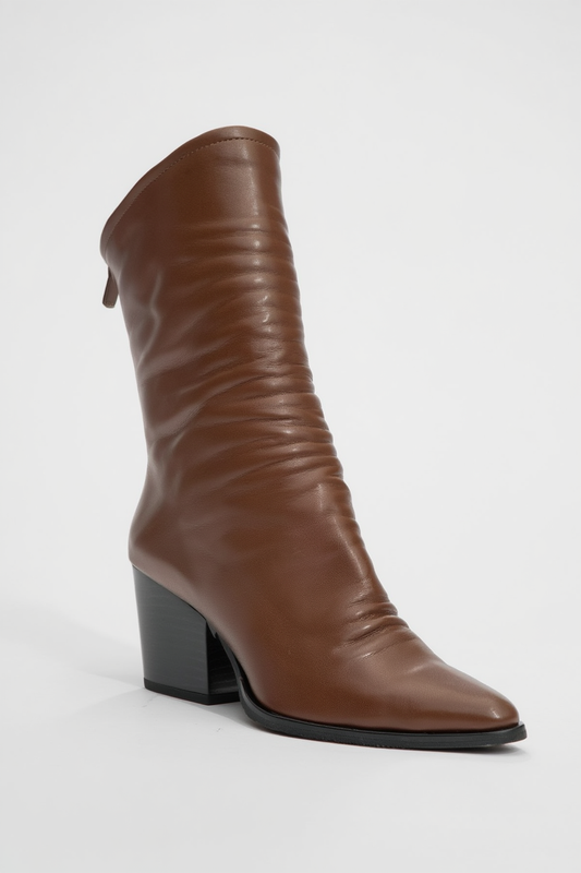 Laval - Cognac Back-Zip Block Heel Boot (Women)