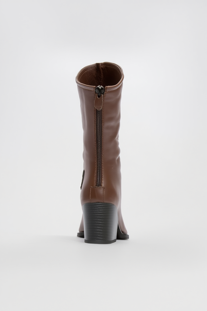 Laval - Bota con tacón de bloque y cremallera trasera Cognac (Mujer)