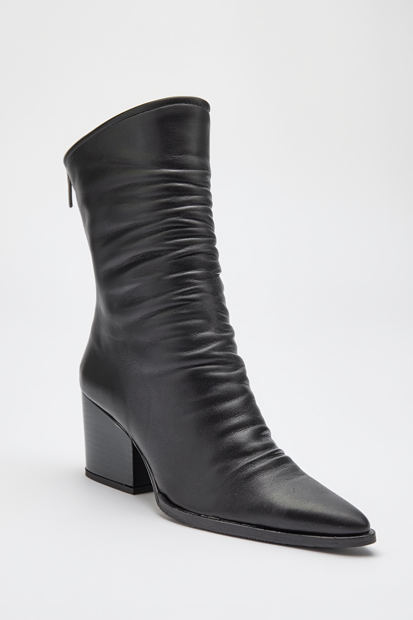 Laval - Bota de tacón de bloque con cremallera trasera negra (Mujer)