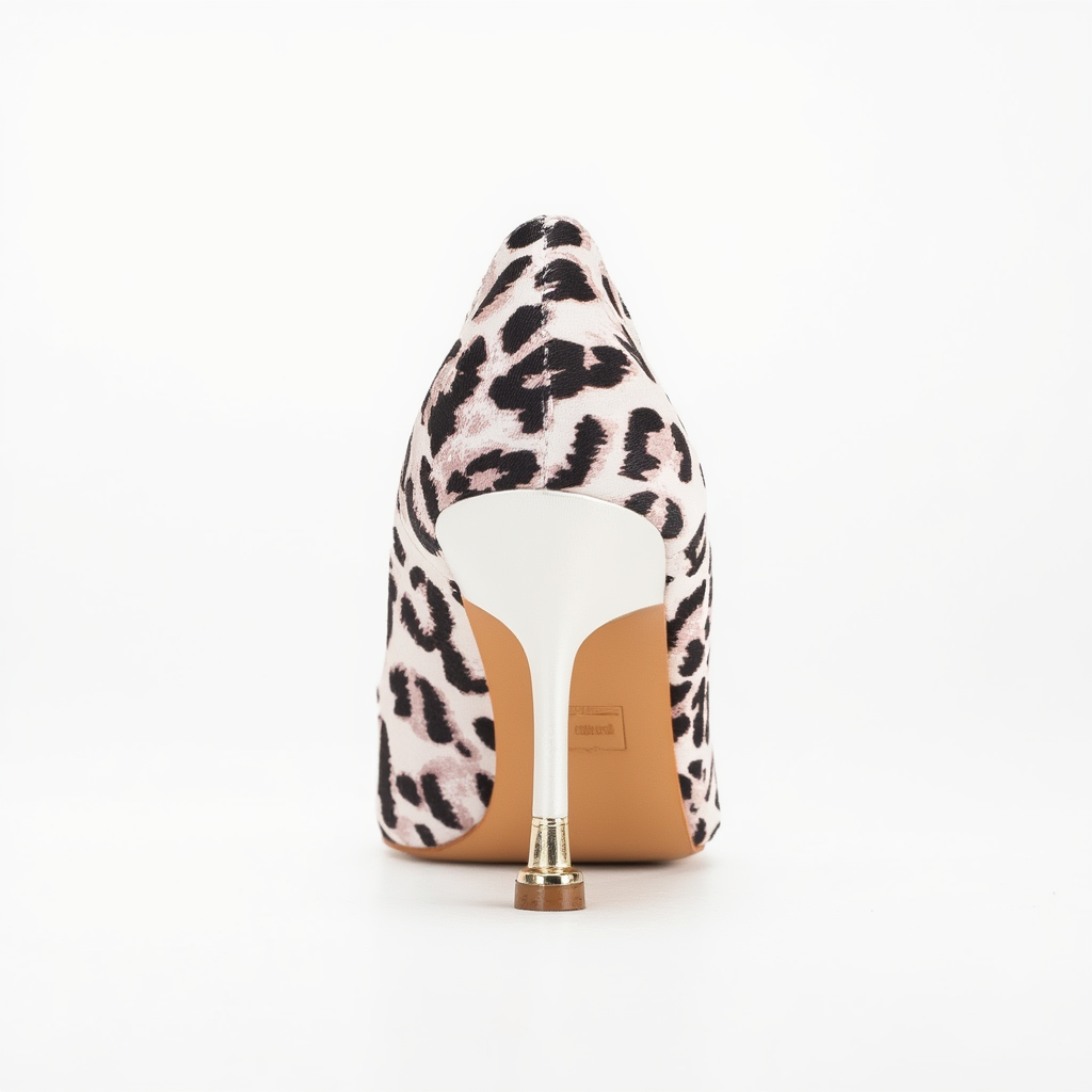 Raven - Zapatos de Tacón Stiletto de Ante Leopardo Blanco con Punta Fina