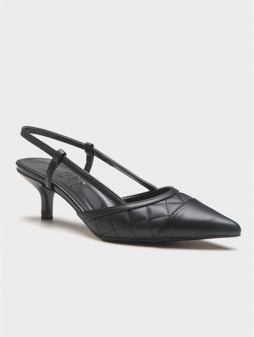 Goodge - Zapatos de tacón de punta fina con tira trasera negros (Mujer)