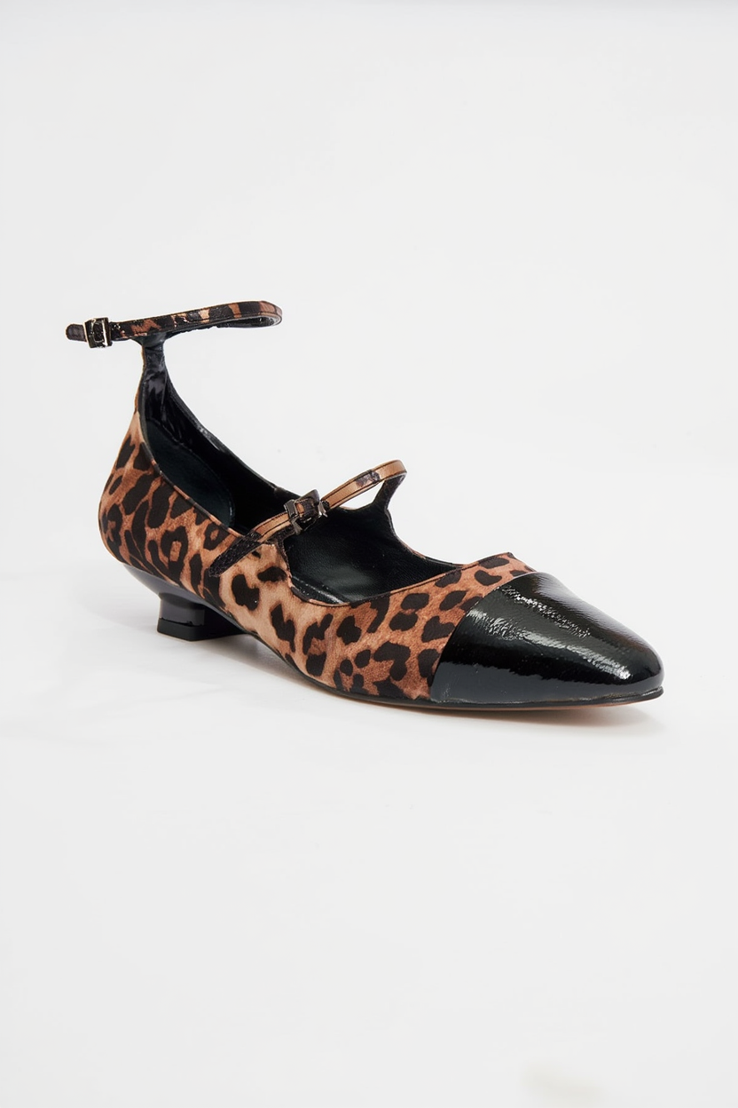 Uster - Zapatos de tacón bajo tipo Mary Jane con estampado de leopardo (mujer)