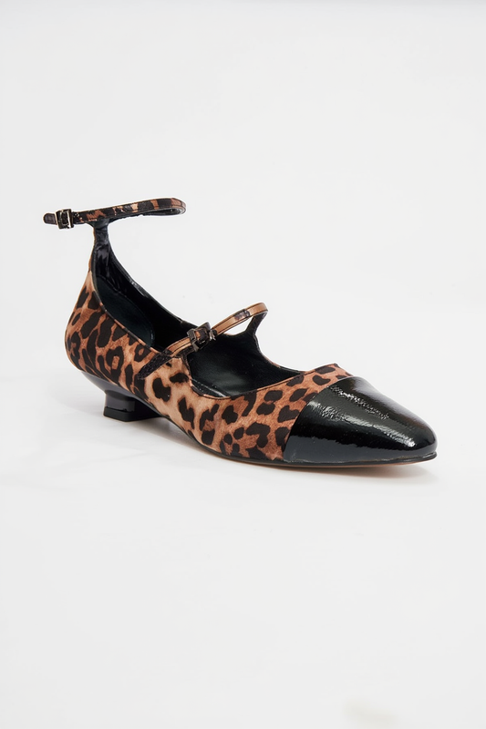 Uster - Zapatos de tacón bajo tipo Mary Jane con estampado de leopardo (mujer)
