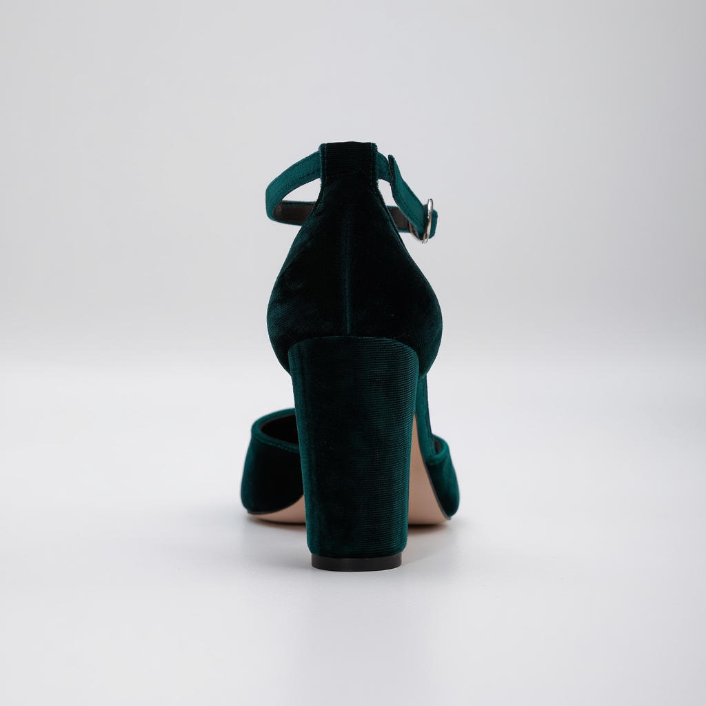 Angelique - Zapatos de Tacón de Terciopelo Verde Esmeralda