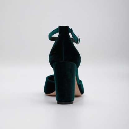 Angelique - Zapatos de Tacón de Terciopelo Verde Esmeralda