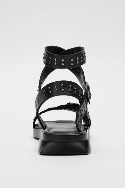 Carril - Sandalia de Cuero Negra (Mujer)