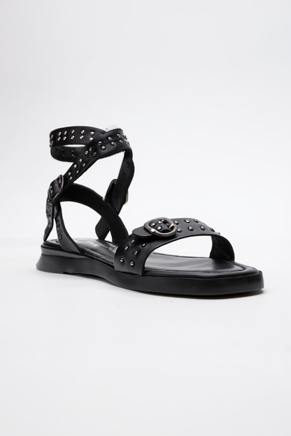 Carril - Sandalia de Cuero Negra (Mujer)