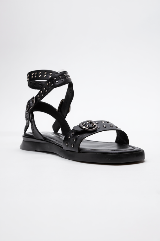 Carril - Sandalia de Cuero Negra (Mujer)