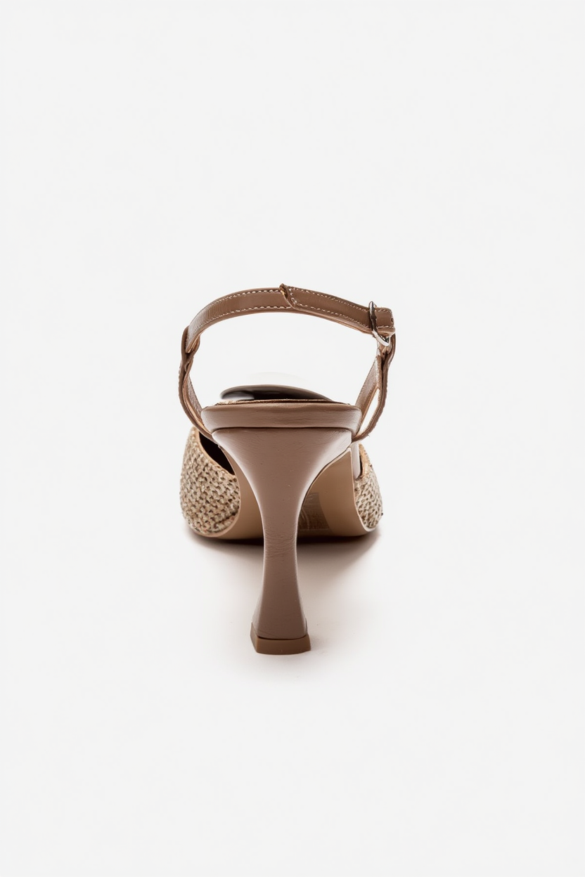 Levia - Taupe Woven-Textured Accessory-Detail Stiletto Heel Pump (Women)