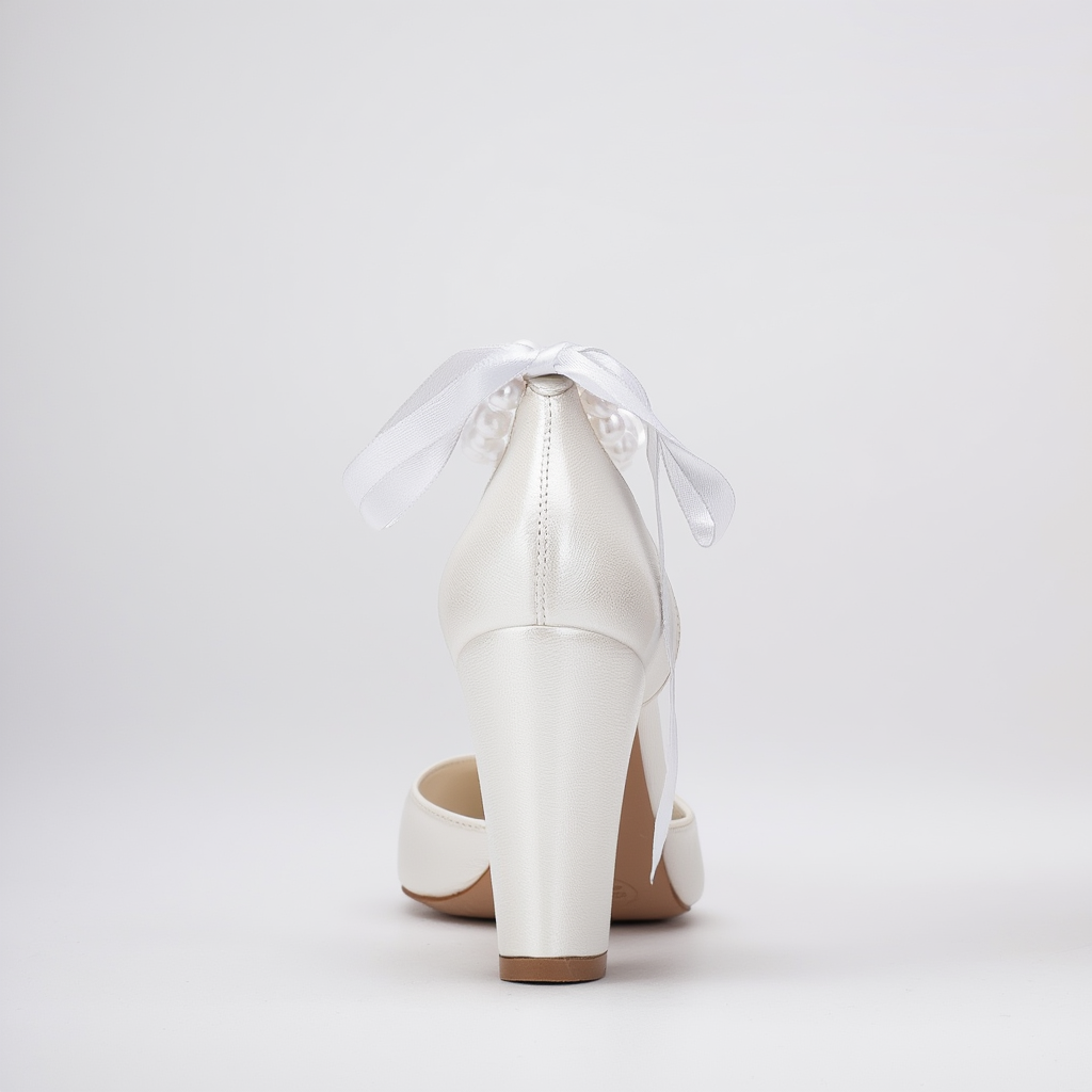 Agnes - Zapatos de tacón de novia en color blanco roto nacarado