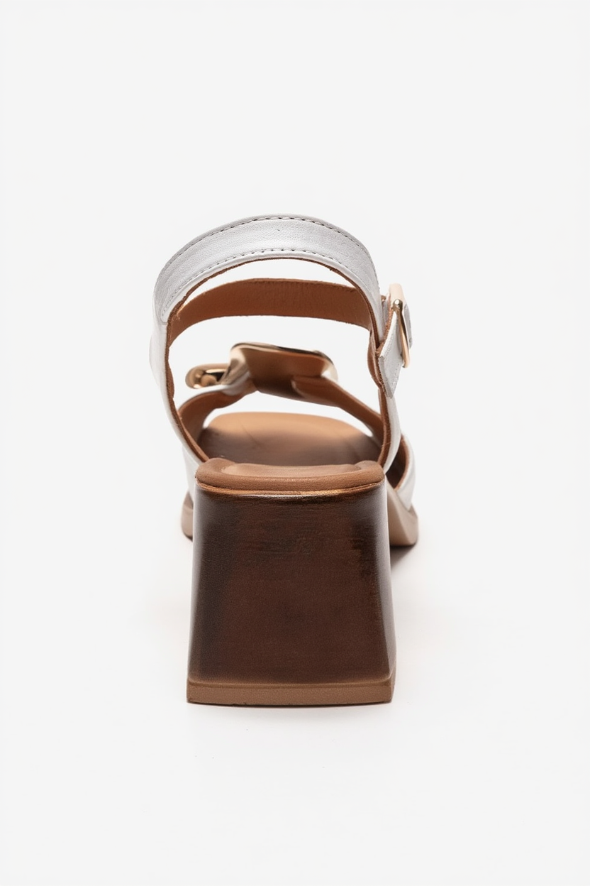 ASHA - White Genuine Leather Block Heel Sandal (Women)