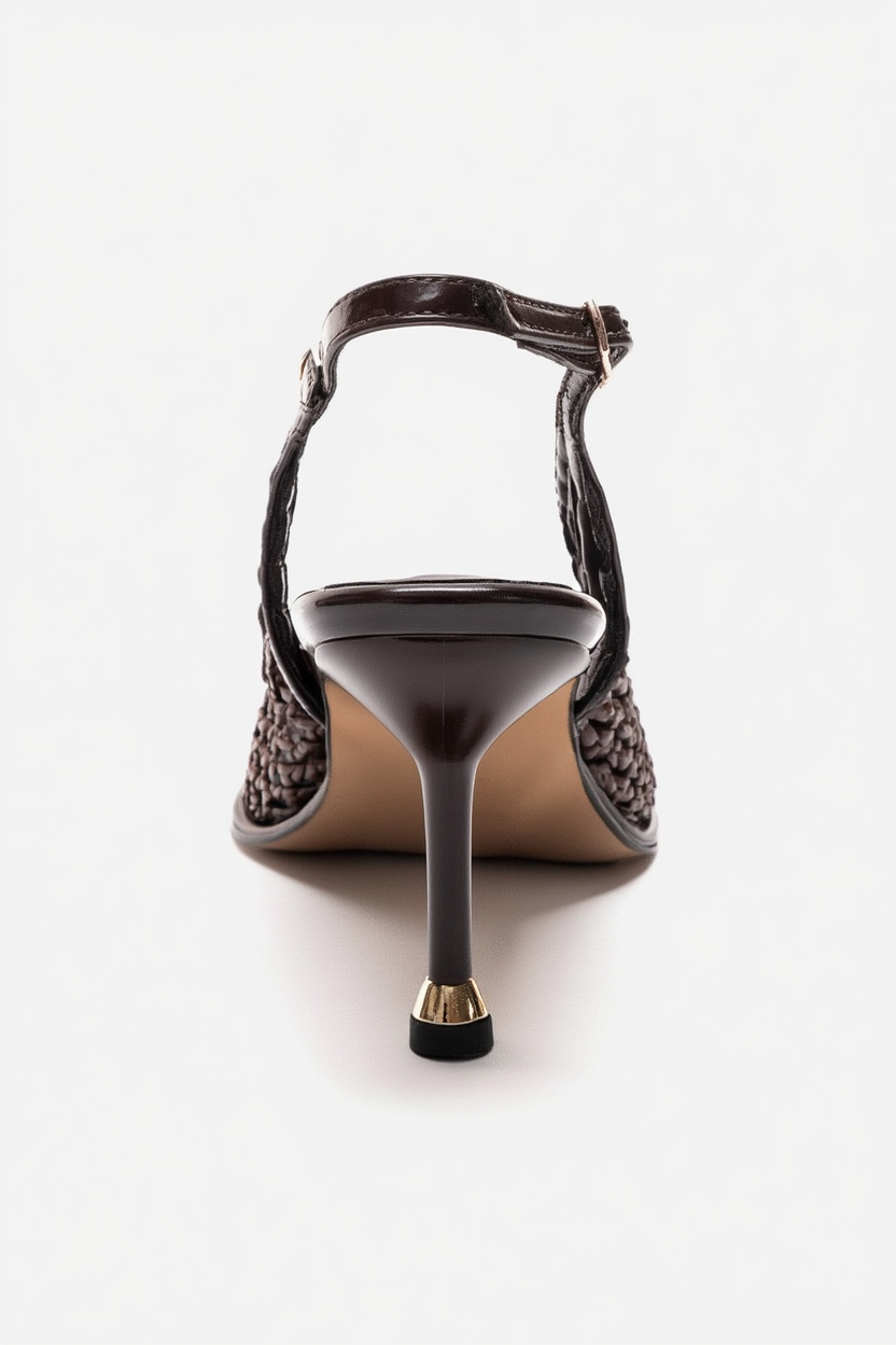 BONITO - Zapatos de Tacón de Aguja de Tela Trenzada Marrón (Mujer)