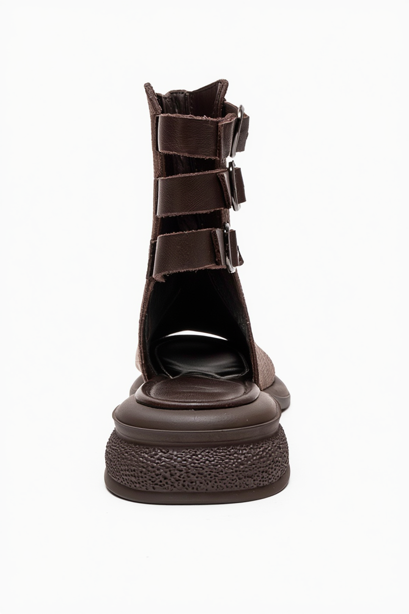 Carina - Taupe Genuine Suede Leather Side-Zip Sandal (Women)